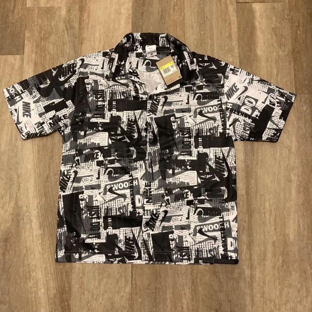 Nike Dri-FIT Mens Button-Down Top Small Basketball 
DX7860-065 Black Gray New